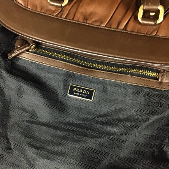 PRADA Nappa Gaufre Brown Leather Satchel Bag - Picture 13 of 16
